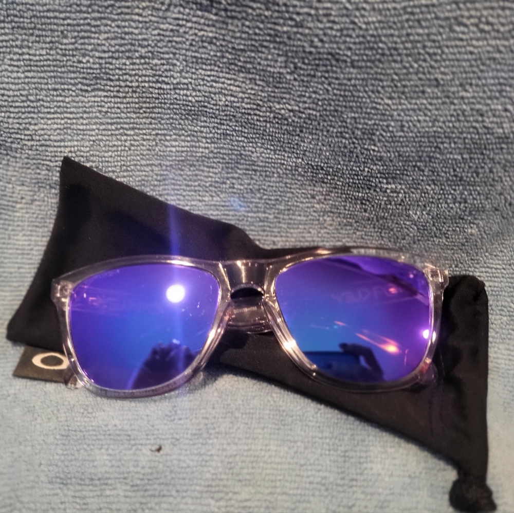 Oakley Frogskin Unisex Clear Frame Violet Lens Sunglasses